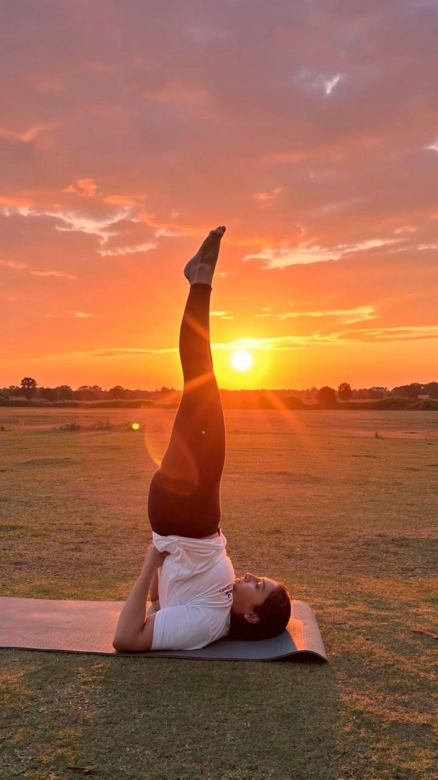 Palak in sarvangasana at sunrise
